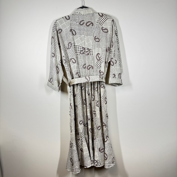 Vintage Orite Petite 70s 90s Geometric Paisley Print Midi Dress Size Large - Picture 9 of 16